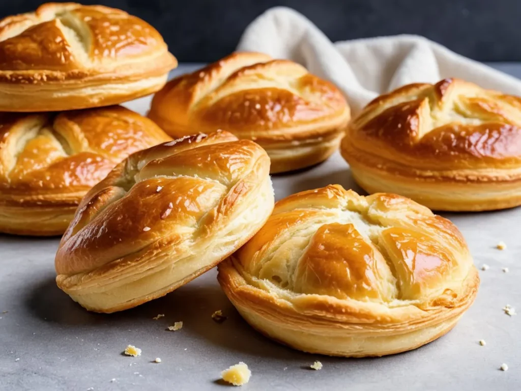 Homemade pastries with golden flaky crusts and filling inside