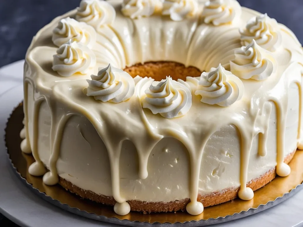 Close-up of a cake decorated with smooth Philadelphia cream cheese frosting