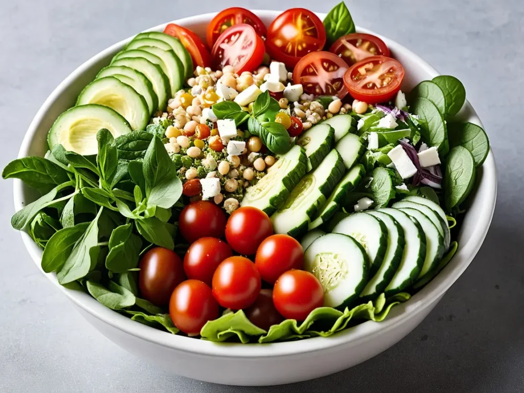 A fresh Chopt Salad bowl featuring greens, cherry tomatoes, cucumbers, and a variety of toppings