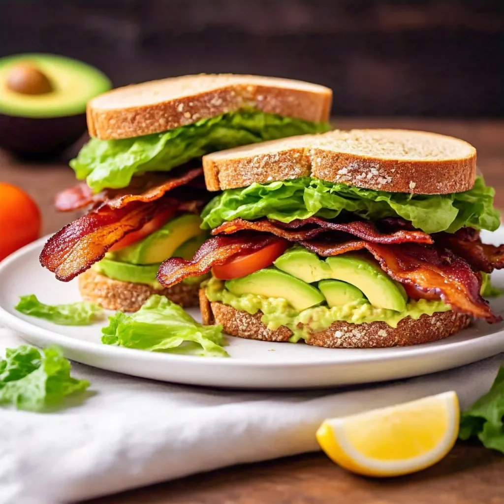 A BLT Sandwich with crispy bacon, fresh lettuce, ripe tomatoes, and served on toasted bread