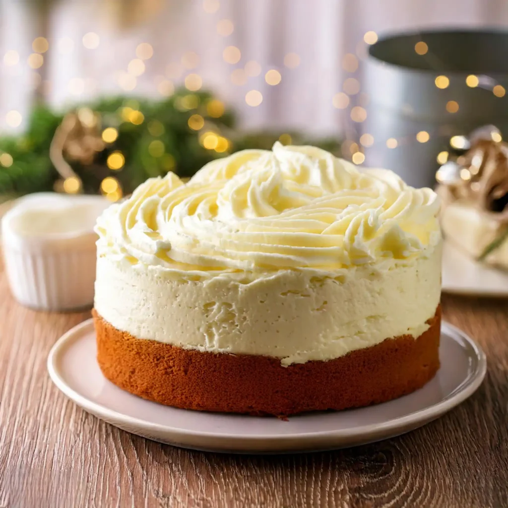 A bowl of smooth and creamy cream cheese frosting with a spatula, ready to be spread on a cake