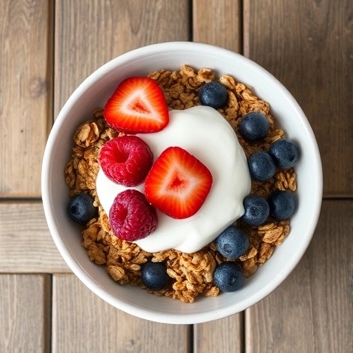 Close-up of granola clusters mixed with almonds, seeds, and honey