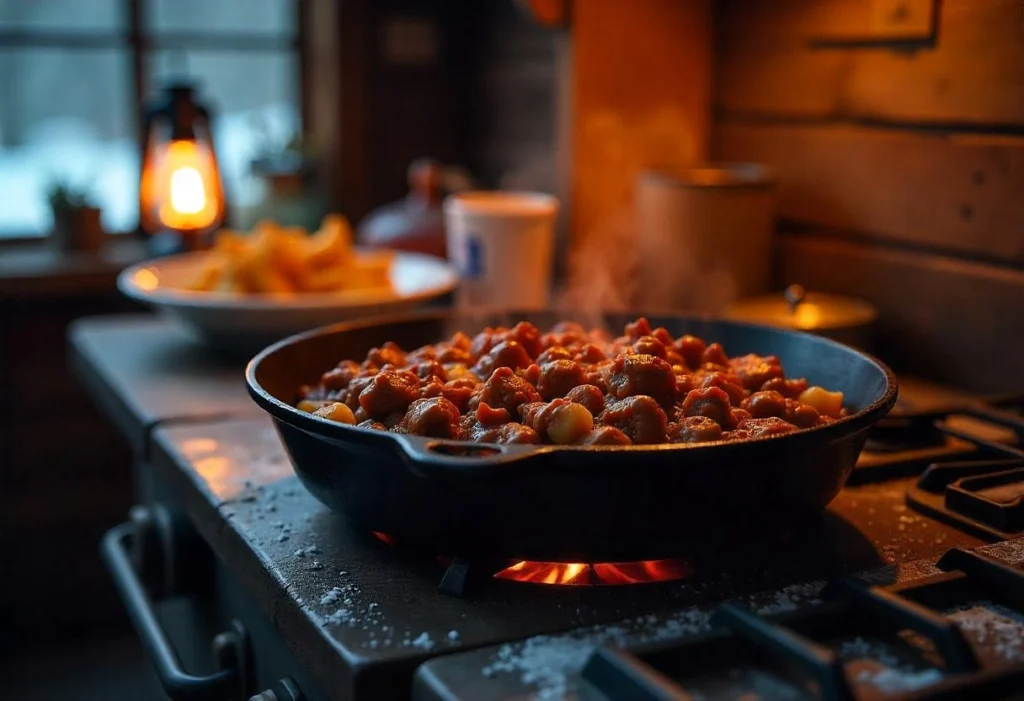 A skillet filled with rich, seasoned Sloppy Joe meat simmering to perfection